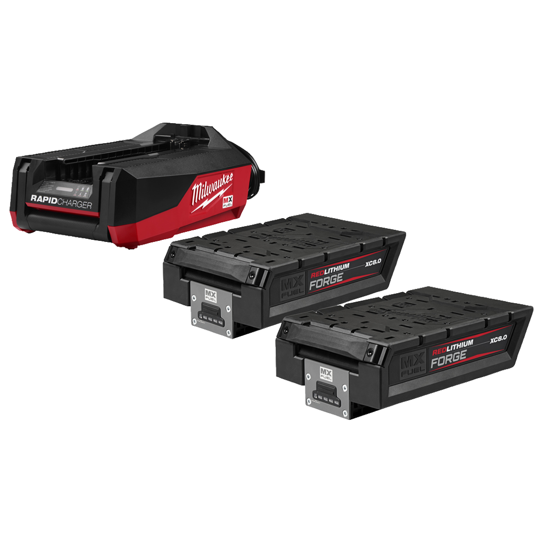 Kit de baterias y cargador Milwaukee MX FUEL FORGE 8.0 Ah 72V.