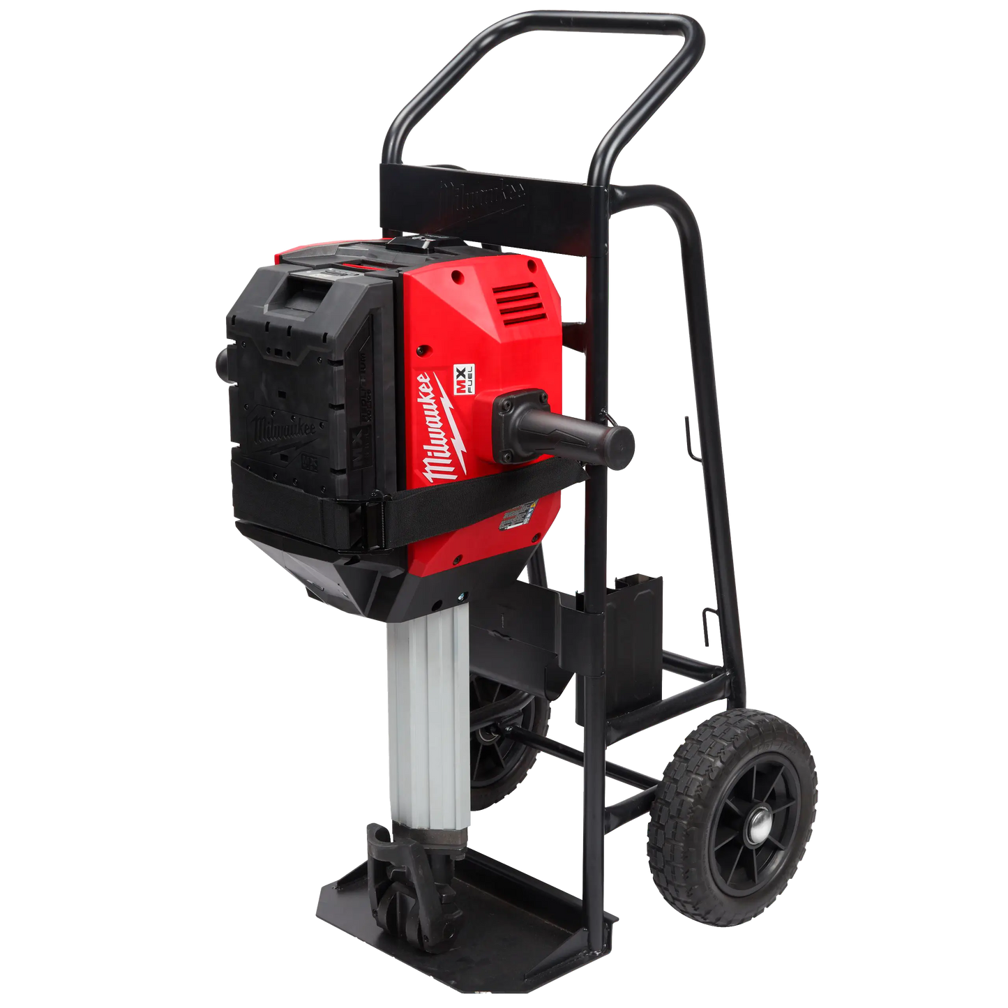 Carro porta martillos con compartimentos para cinceles, cargador y batería
