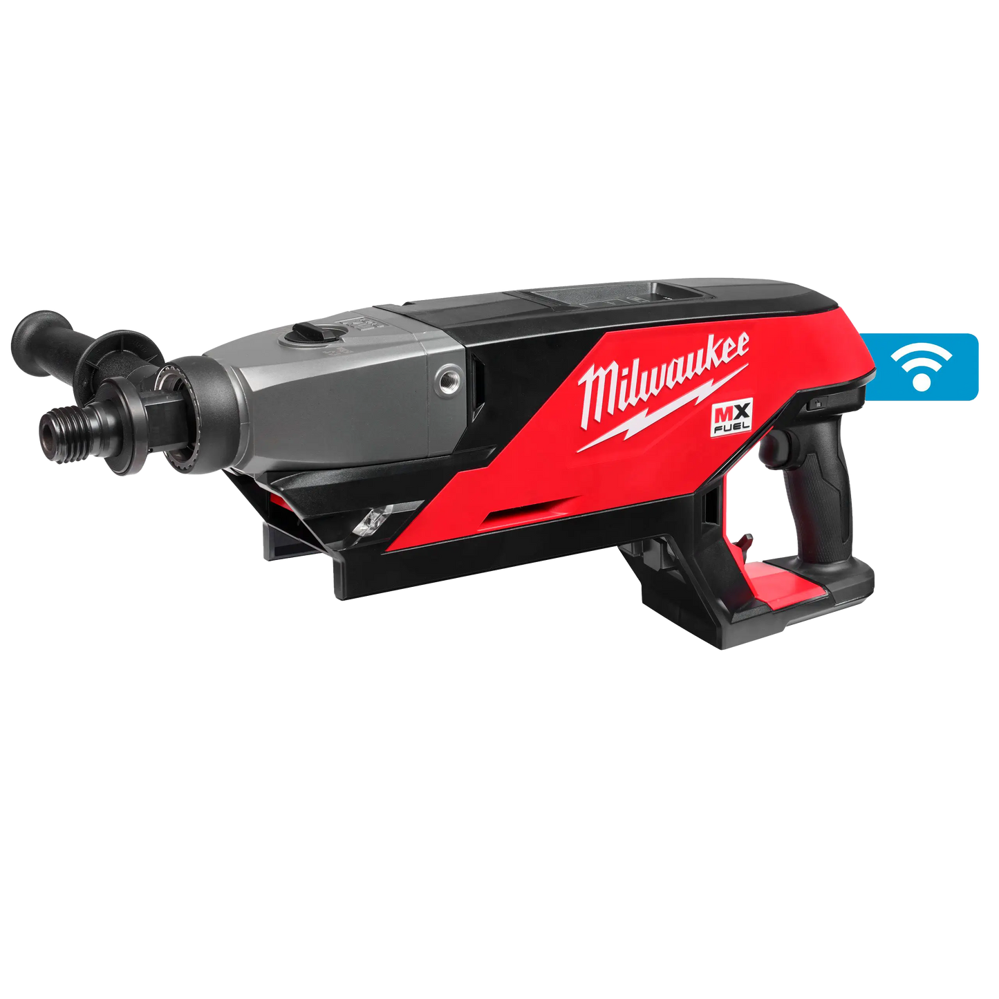 Perforadora de diamante inalámbrica Milwaukee MX FUEL con empuñadura lateral y acople de agua