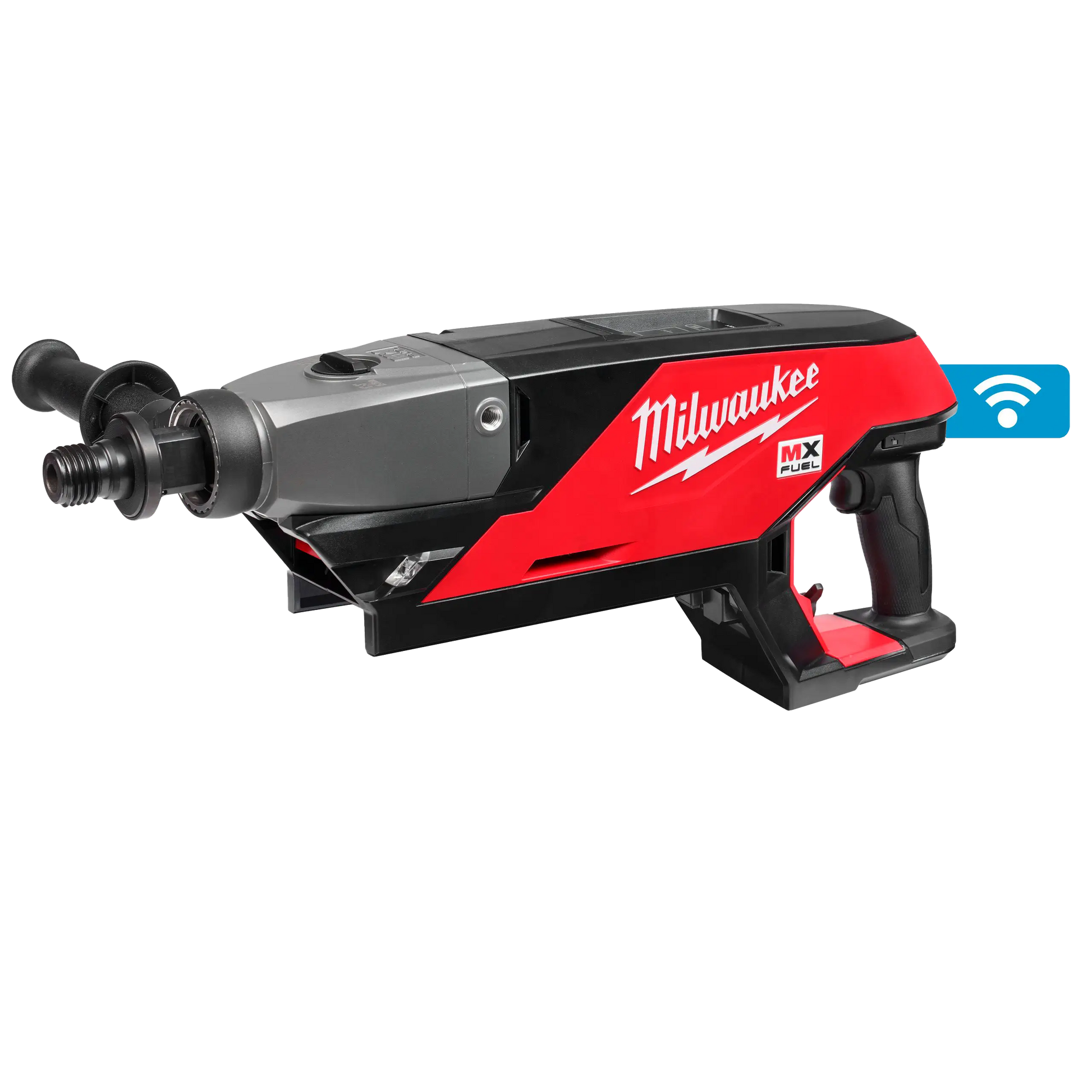 Perforadora de diamante inalámbrica Milwaukee MX FUEL con empuñadura lateral y acople de agua