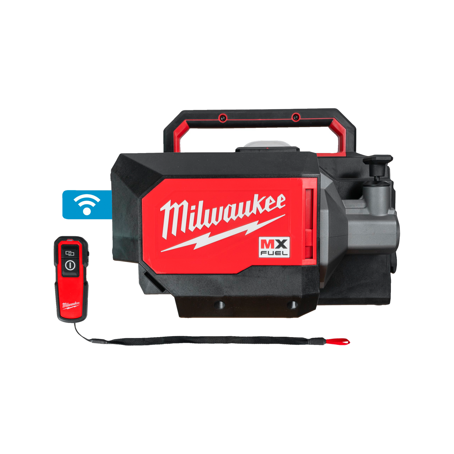 Vibrador de hormigón compacto Milwaukee MX FUEL con correa de transporte y mando