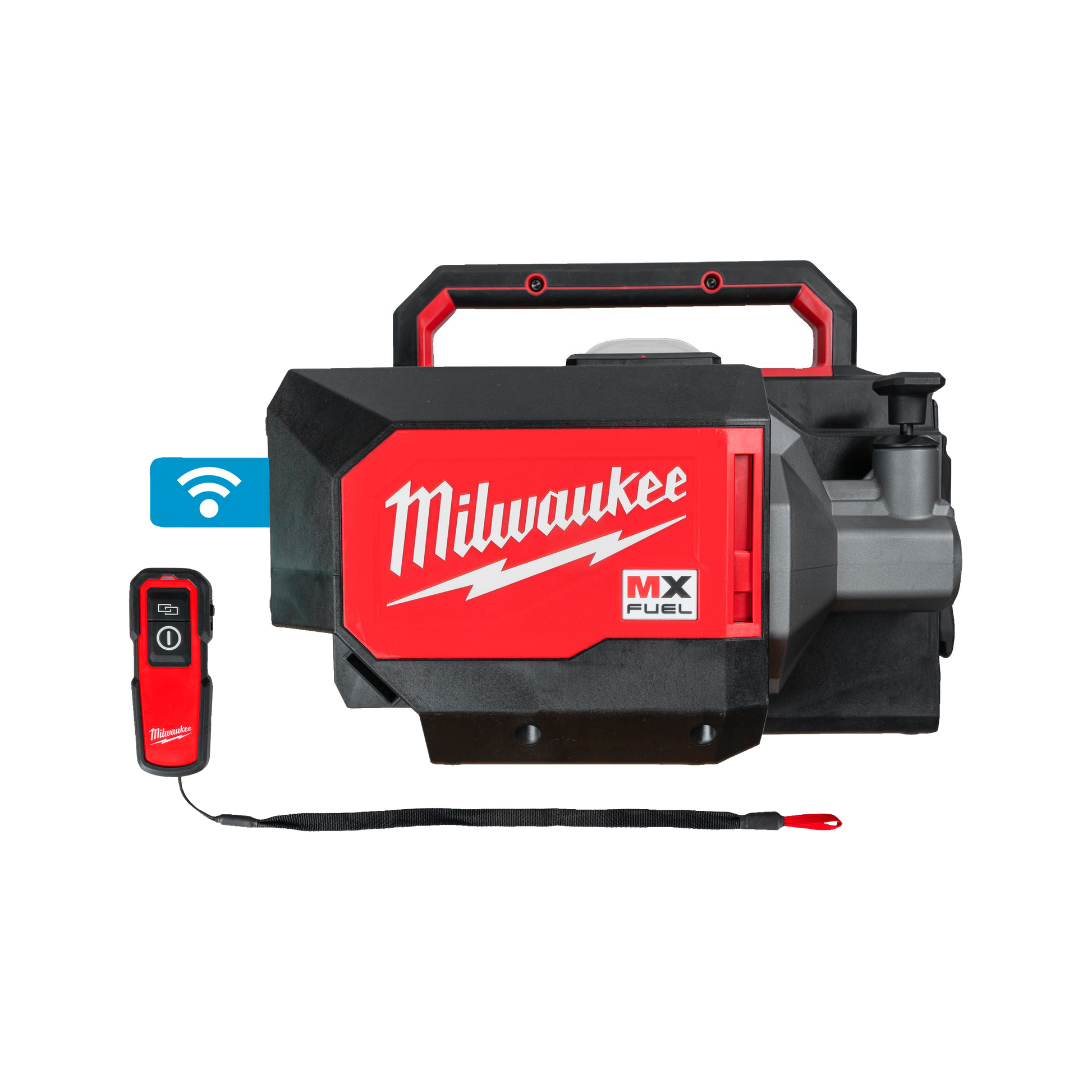 Vibrador de hormigón compacto Milwaukee MX FUEL con correa de transporte y mando
