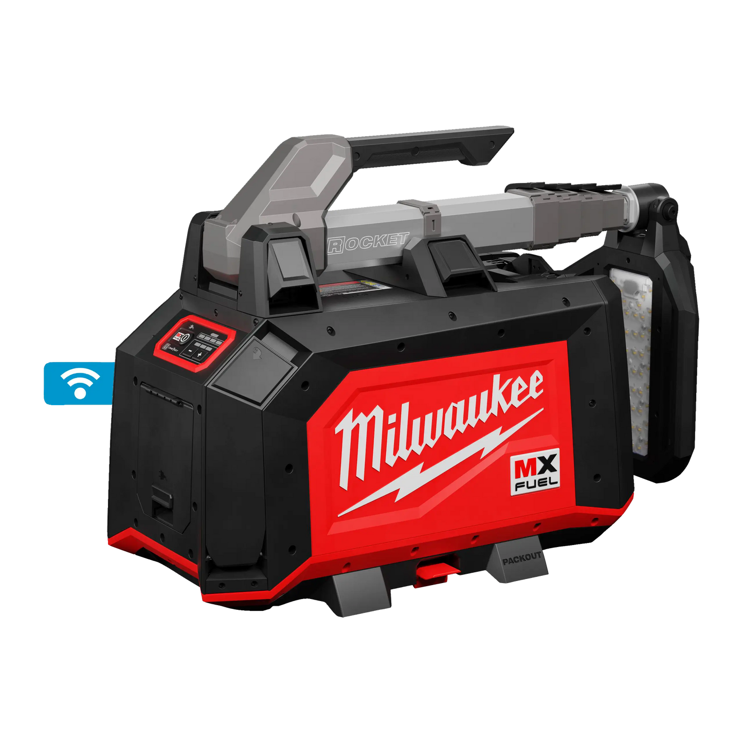 Torre de iluminación industrial Milwaukee MX FUEL de 15000 lúmenes con mástil extendido