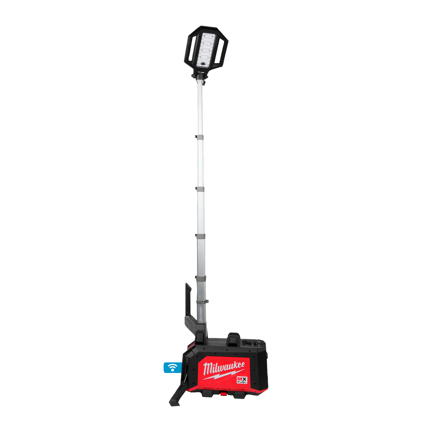 Torre de iluminación industrial Milwaukee MX FUEL de 15000 lúmenes con mástil extendido
