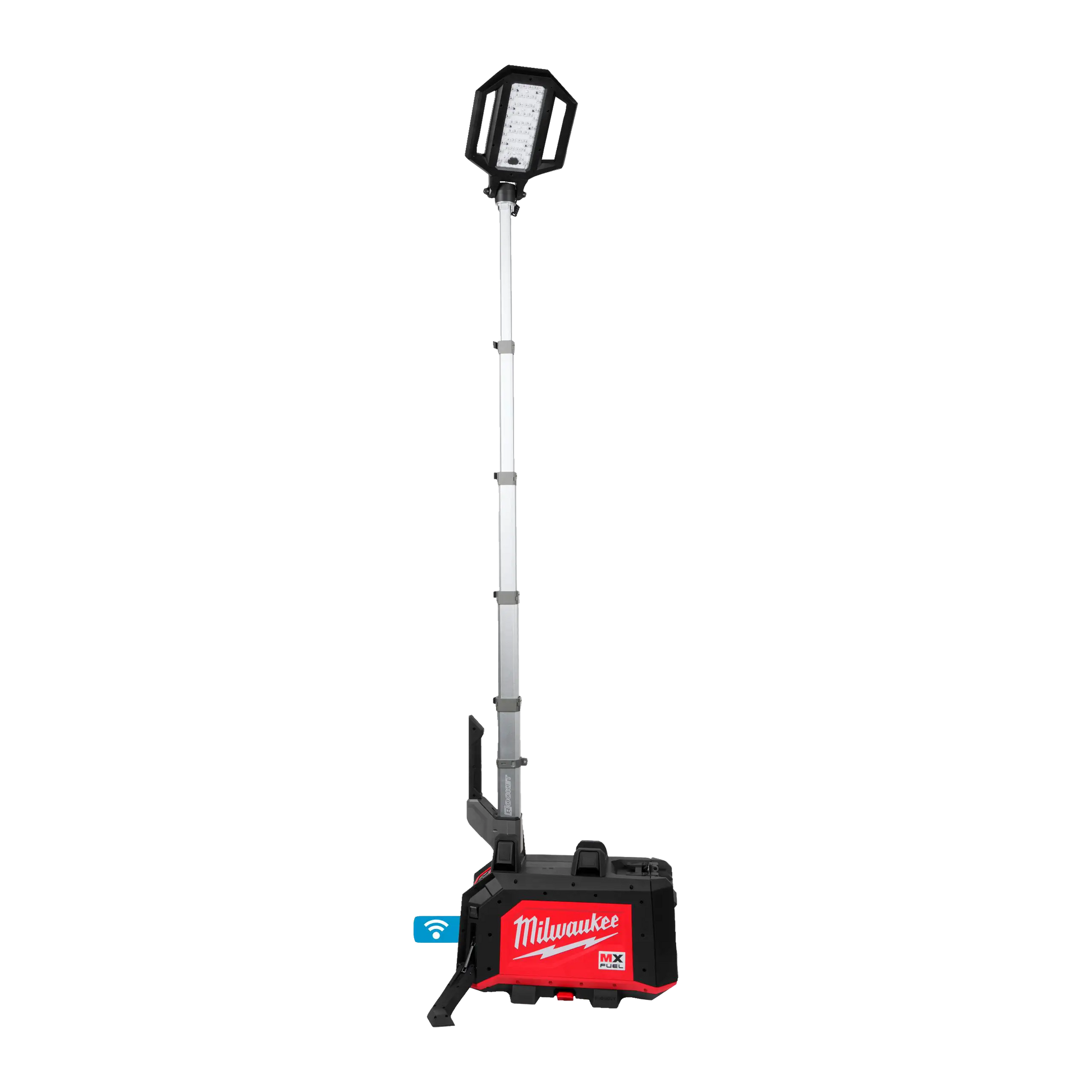 Torre de iluminación industrial Milwaukee MX FUEL de 15000 lúmenes con mástil extendido