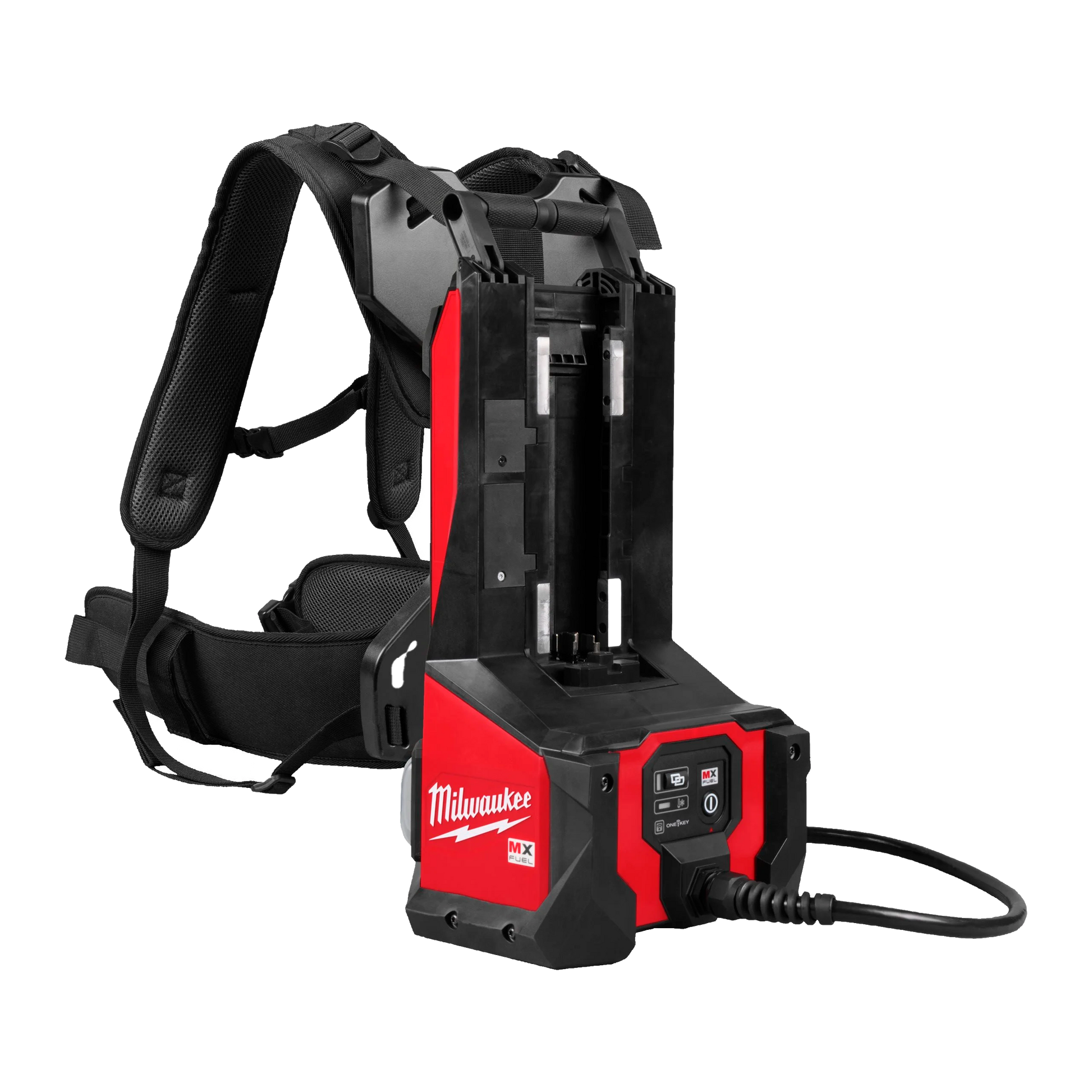 Vibrador de hormigón Milwaukee MX FUEL en mochila con mando a distancia