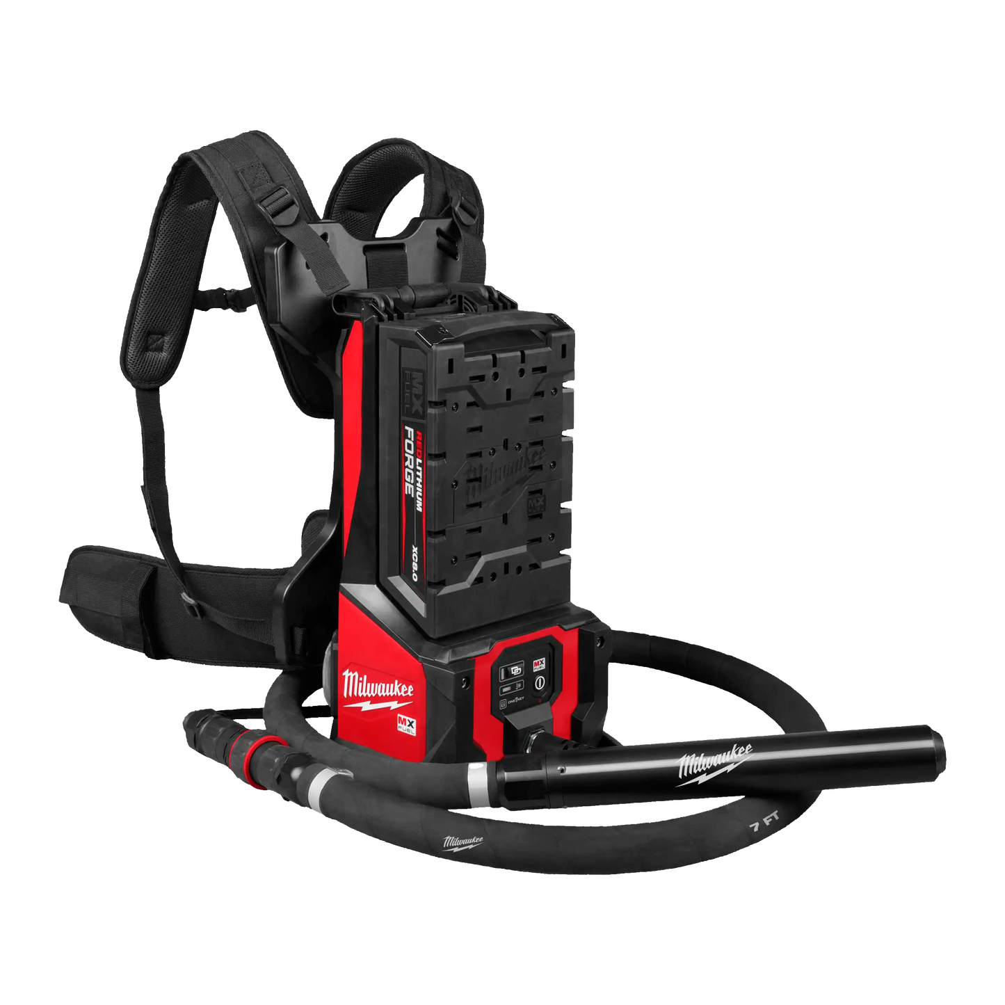 Vibrador de hormigón de mochila Milwaukee MX FUEL con baterías XC608