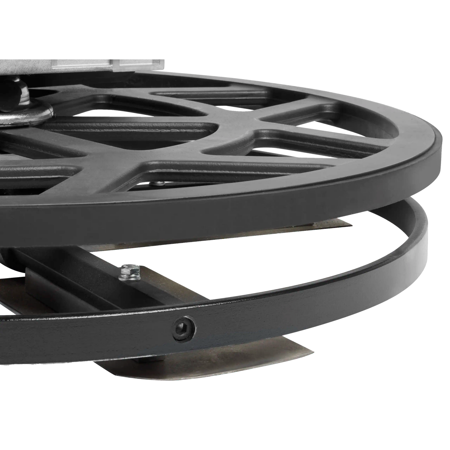 Detalle del acelerador ergonómico y selector de ángulo de la fratasadora Milwaukee