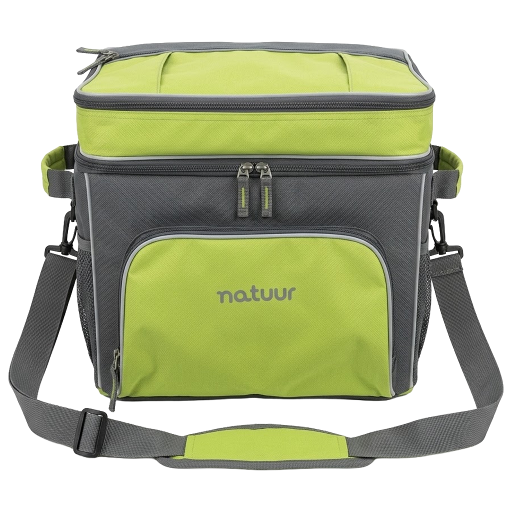 Nevera flexible de camping Natuur de 25 litros en color verde y gris