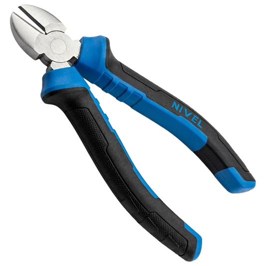 Alicate de corte diagonal de 160 mm marca Nivel, con filos templados de alta precisión y mango ergonómico bimaterial.