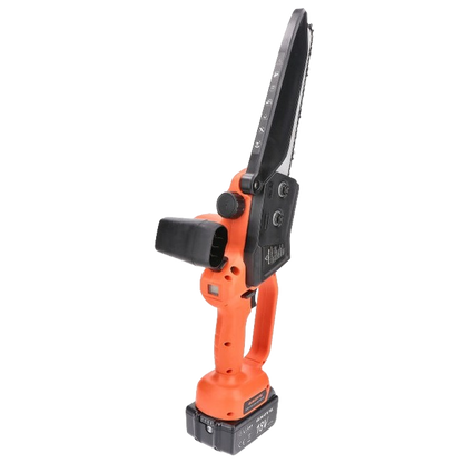 Sierra de poda a batería MB600 con motor brushless, 18V y dos baterías 4Ah, ligera y compacta, ideal para poda de árboles, jardín y trabajos agrícolas.