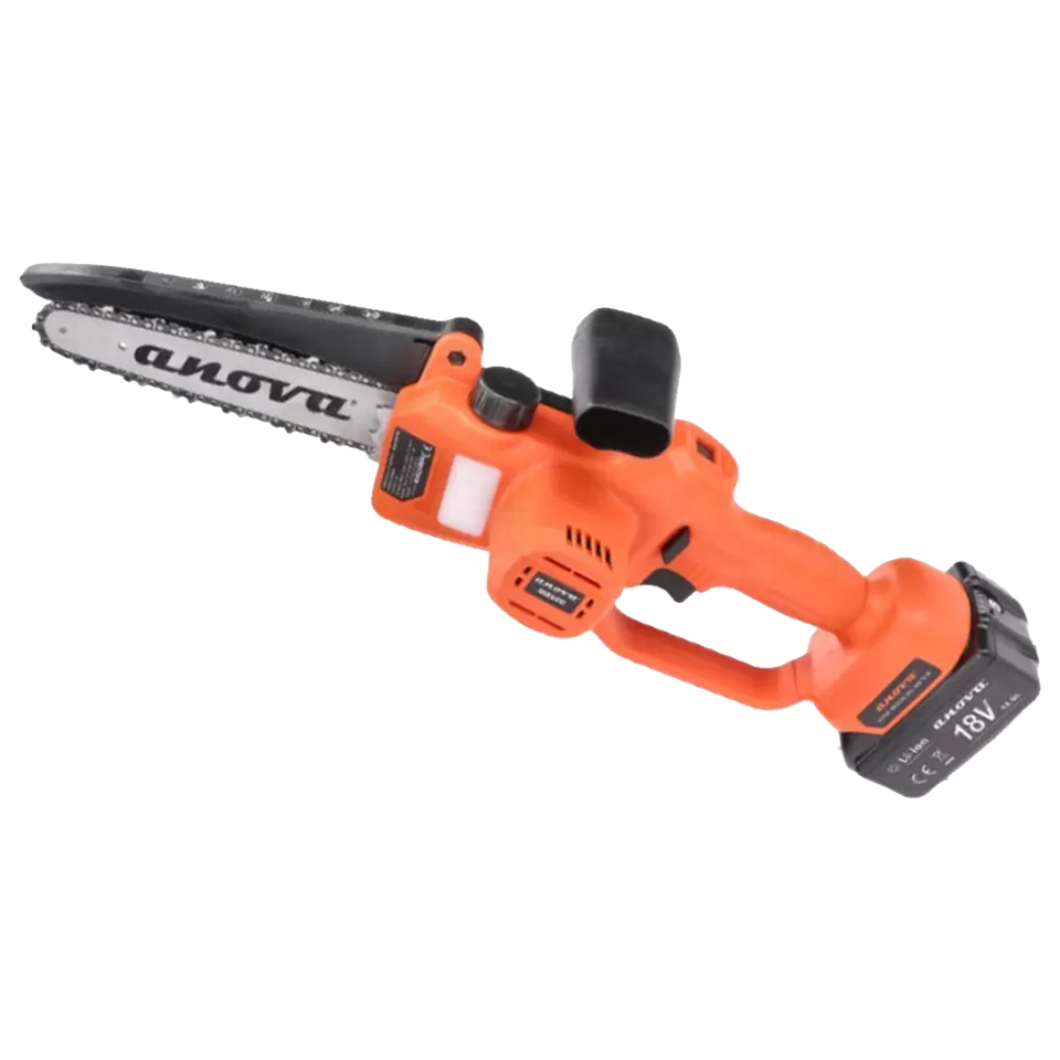 Sierra de poda a batería MB600 con motor brushless, 18V y dos baterías 4Ah, ligera y compacta, ideal para poda de árboles, jardín y trabajos agrícolas.