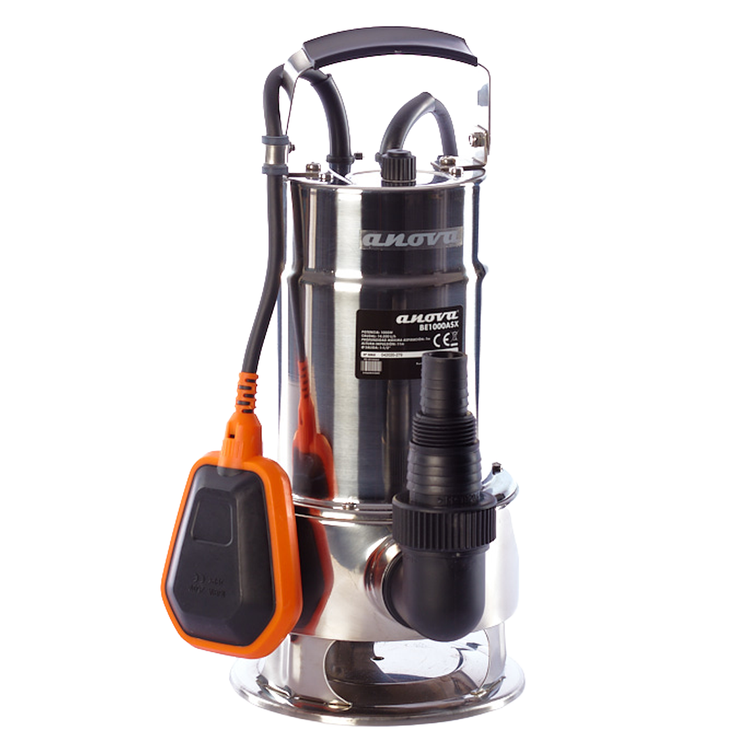 Bomba electrica sumergible para aguas sucias Anova BE1000ASX de 1000W en acero inoxidable.
