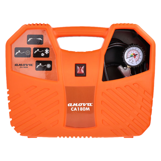 Compresor de aire portátil formato maletín Anova CA180M de 1,5 HP y 8 bar.
