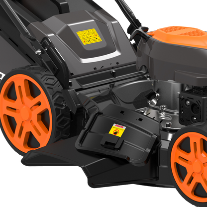 Recogedor de 65 litros e indicador de altura de corte del cortacesped Anova 5 HP.