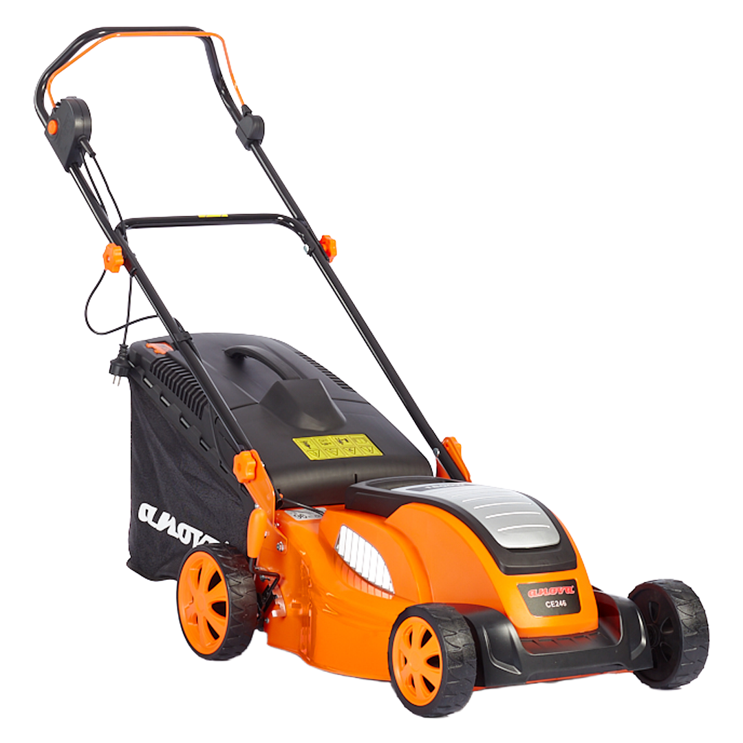 Cortacesped electrico Anova CE246 de 1800W con chasis de acero y 46 cm de corte.