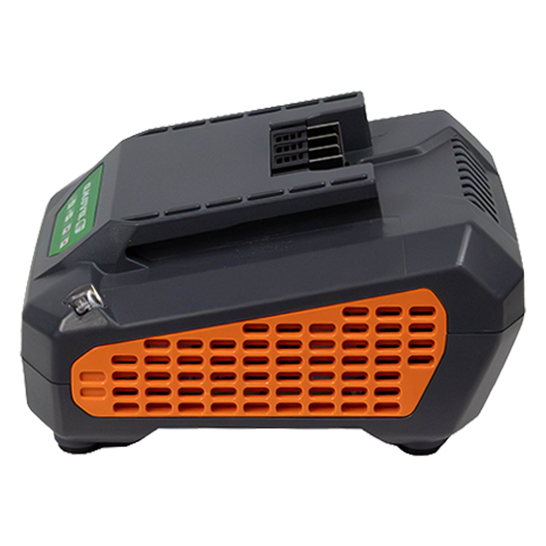 Vista frontal del cargador Anova con indicadores LED de estado de carga.