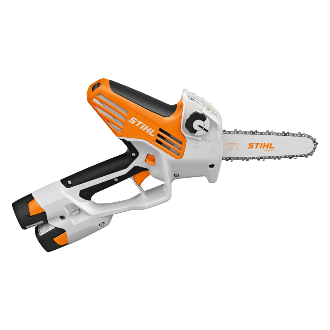 Detalle de la espada de 15 cm y la cadena 1/4 P con sistema de tensado lateral STIHL.