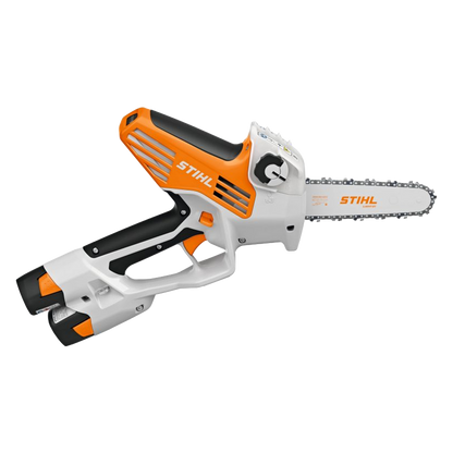 Detalle de la espada de 15 cm y la cadena 1/4 P con sistema de tensado lateral STIHL.