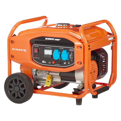 Generador de gasolina Anova GC3200 de 3000W con ruedas para transporte en obra.