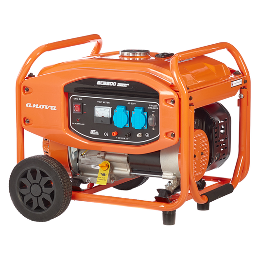 Generador de gasolina Anova GC3200 de 3000W con ruedas para transporte en obra.