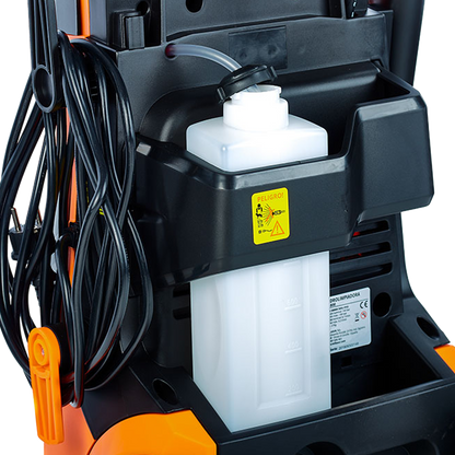 Hidrolimpiadora profesional Anova H1800 de 26 kg con ruedas para transporte en taller.