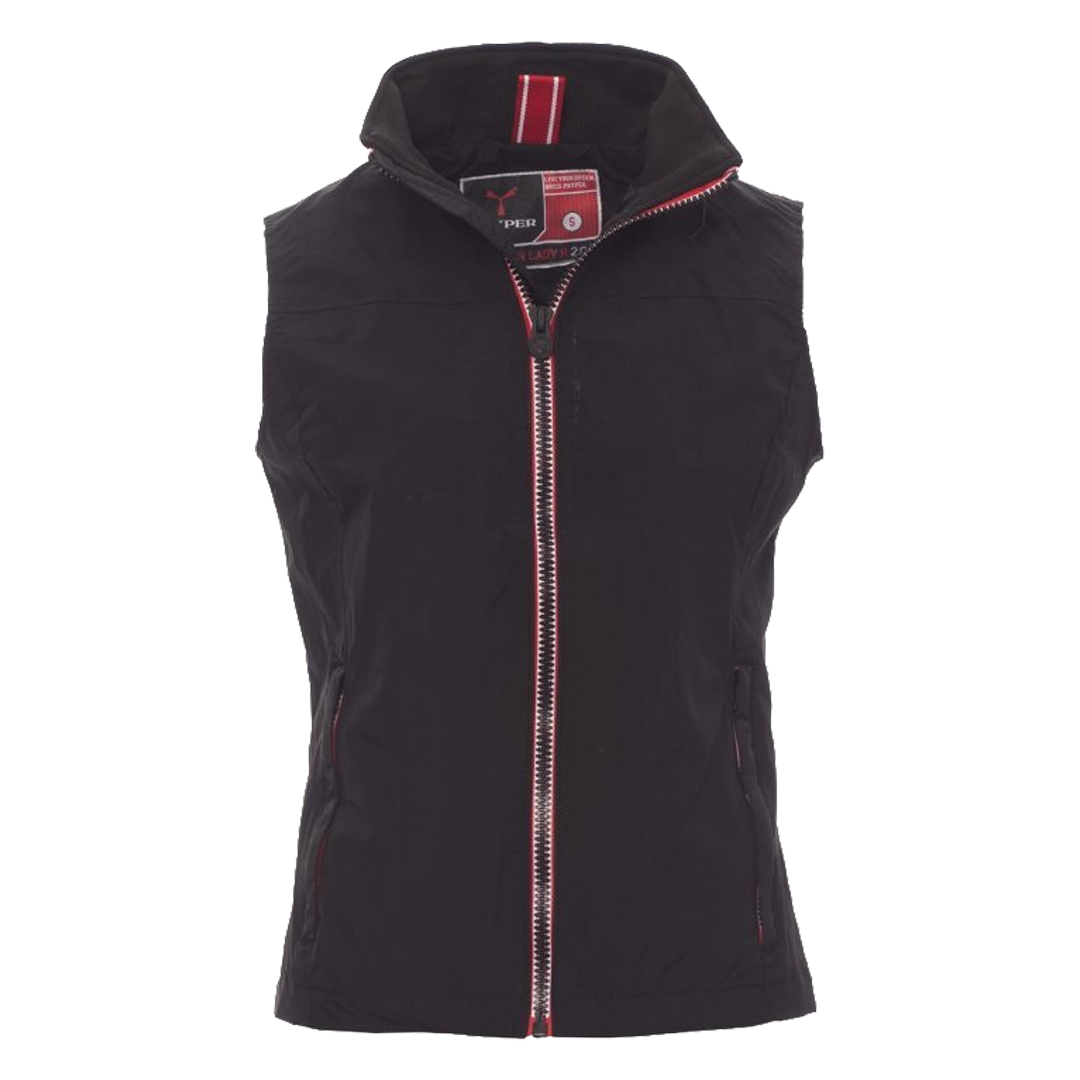 Vista frontal de chaleco de trabajo femenino Horizon Lady R 2.0 con cremallera en contraste.