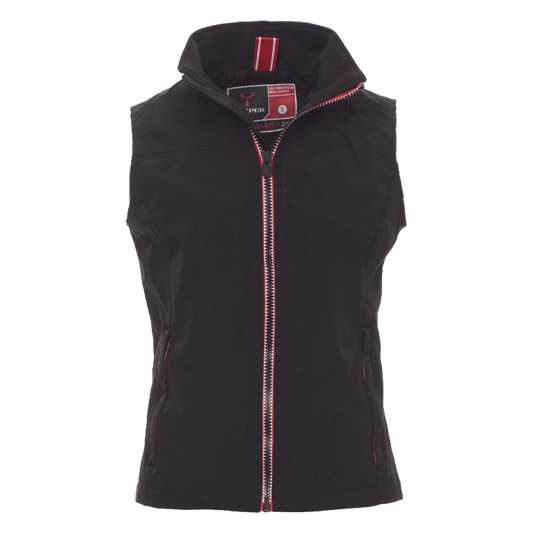 Vista frontal de chaleco de trabajo femenino Horizon Lady R 2.0 con cremallera en contraste.