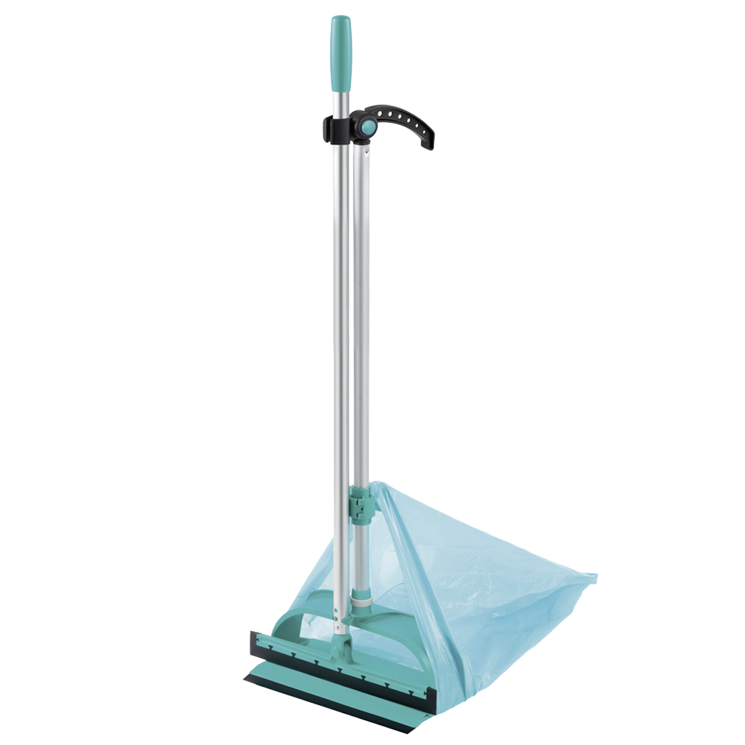 Kit de limpieza higiénica con recogedor verde de plástico ABS y escobilla de goma de 32 cm
