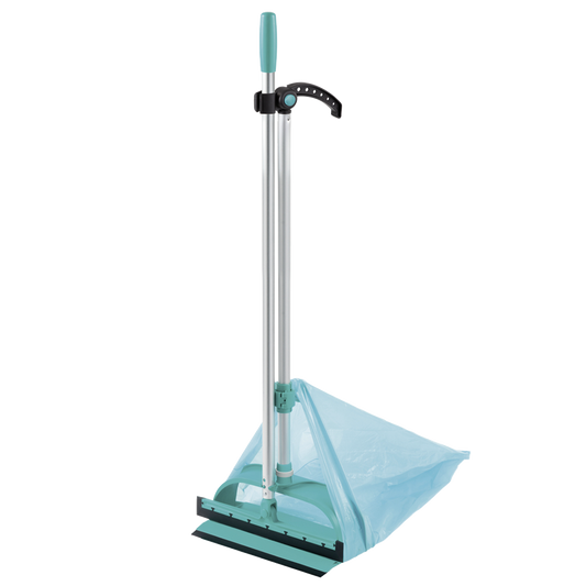 Kit de limpieza higiénica con recogedor verde de plástico ABS y escobilla de goma de 32 cm