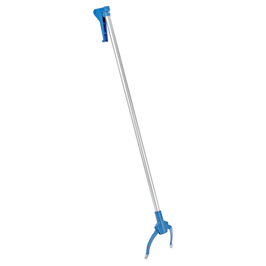 Pinza recolectora de basura industrial de 100 cm con chasis de aluminio ligero y mordaza de polipropileno.