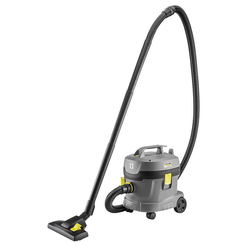 Aspirador en seco T 11/1 Classic compacto y robusto de 850 W, ligero y silencioso (61 dB), con depósito de 11 litros y uso profesional en hoteles y hospitales.