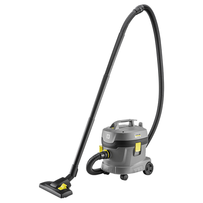 Aspirador en seco T 11/1 Classic compacto y robusto de 850 W, ligero y silencioso (61 dB), con depósito de 11 litros y uso profesional en hoteles y hospitales.