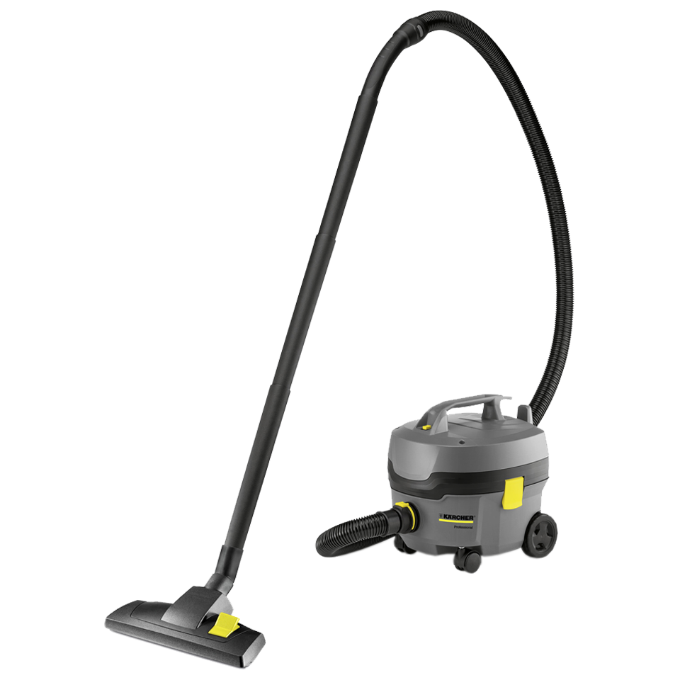 Aspirador en seco T 7/1 Classic compacto y ligero de 850 W, silencioso y profesional, con bolsa de filtro de fieltro y depósito de 7,5 litros.