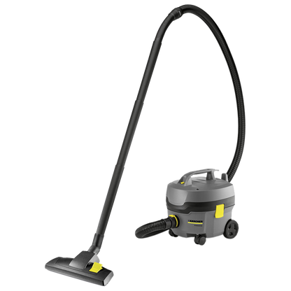 Aspirador en seco T 7/1 Classic compacto y ligero de 850 W, silencioso y profesional, con bolsa de filtro de fieltro y depósito de 7,5 litros.