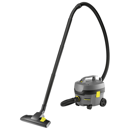 Aspirador en seco T 7/1 Classic compacto y ligero de 850 W, silencioso y profesional, con bolsa de filtro de fieltro y depósito de 7,5 litros.
