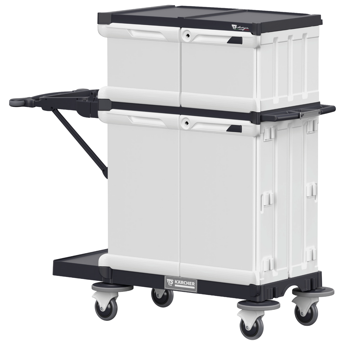 Carro de servicio hotelero Trolley Hotel Premium II fabricado en polipropileno con soporte de bolsa de 120 litros.