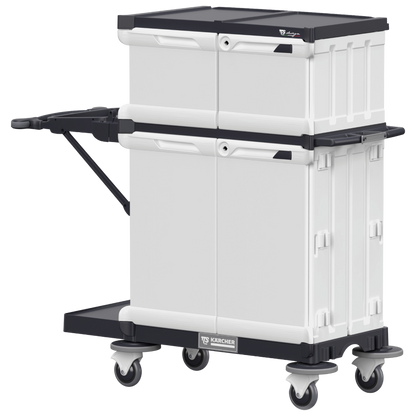 Carro de servicio hotelero Trolley Hotel Premium II fabricado en polipropileno con soporte de bolsa de 120 litros.