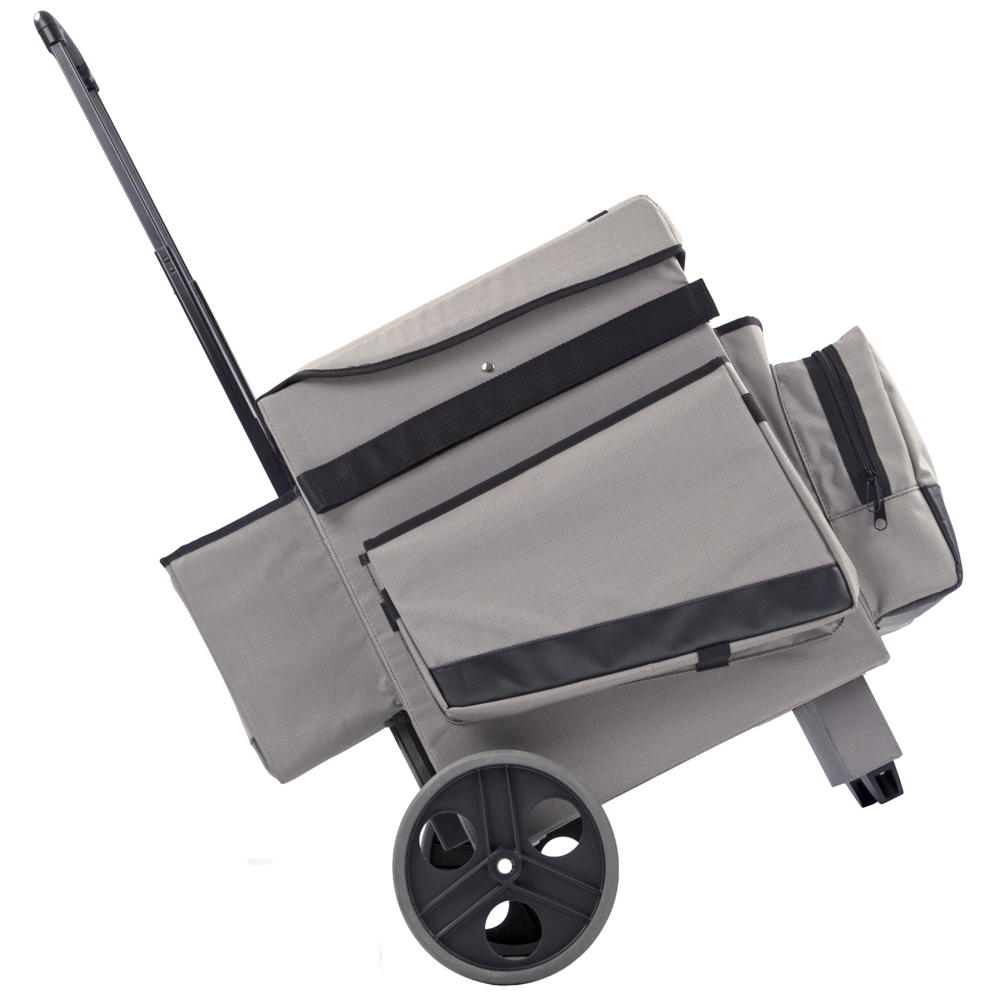 Carro de limpieza compacto Trolley Mobile Hospitality Climb con soporte para herramientas y bandeja superior.
