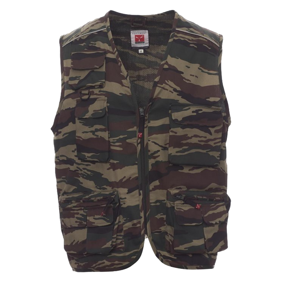 Chaleco de trabajo multibolsillos Pocket 190 g/m². Tejido Twill transpirable, detalles reflectantes y forro Dry-Tech. Funcionalidad laboral para verano.
