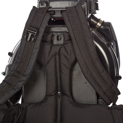 Vista trasera del arnés ergonómico tipo mochila para soplador Anova SG76C.