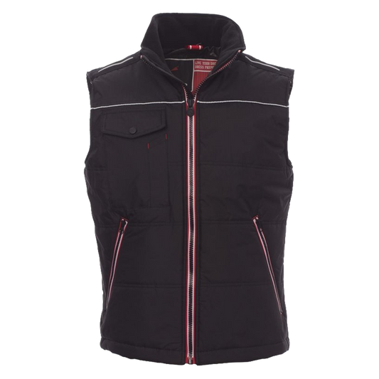 Vista posterior del chaleco de trabajo SHUTTLE 2.0 con espalda contorneada lumbar.