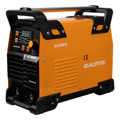 Soldador portátil inverter Anova SL200D 200A ref 8435673755490 con accesorios.