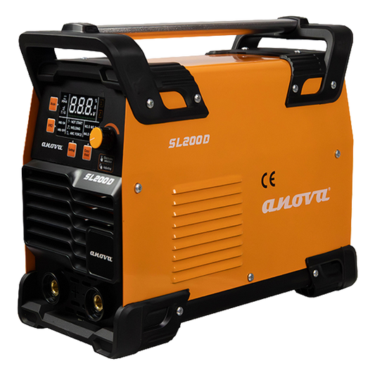 Soldador portátil inverter Anova SL200D 200A ref 8435673755490 con accesorios.