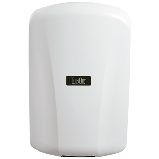 Secamanos ThinAir TA-ABS de alta velocidad con cubierta de plástico ABS, perfil ultradelgado de 10 cm, ideal para baños públicos y espacios de alto tráfico.