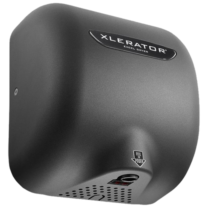 Secamanos XLERATOR XL-GR de alta velocidad con cubierta metálica acabado grafito, diseño antivandálico y sin contacto, ideal para baños públicos y espacios de alto tráfico.